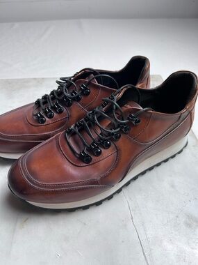 Untamed Street Men's Leather Lace-Up Sneakers in Brown Italy 🇮🇹 11